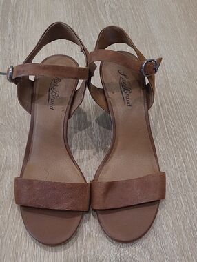 Lucky Brand Pepperr Brown Leather Ankle-Strap Sandals